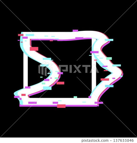 Distorted glitch art frame on black background 137633846