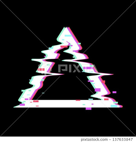 Glitch art triangle with digital data distortion effect Glitch art triangle with digital data distortion effect 137633847