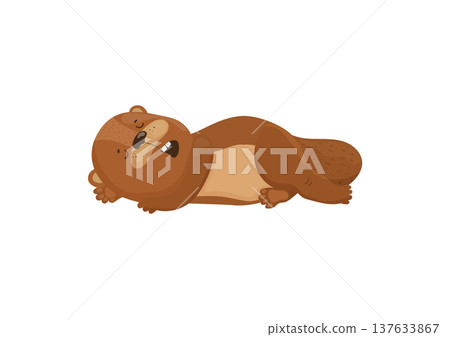 Sleeping Cartoon Beaver 137633867