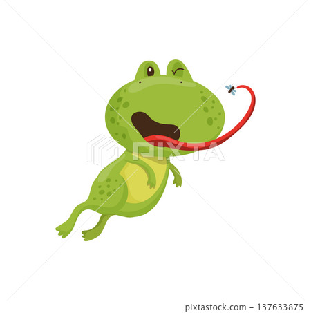 Cartoon Frog Catching a Fly 137633875