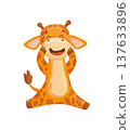 Laughing Cartoon Giraffe 137633896