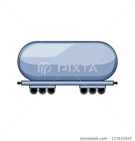 Freight train tank wagon transporting liquid cargo illustration 137633935