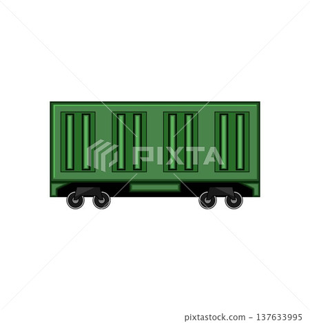 Green freight train wagon transporting cargo concept 137633995