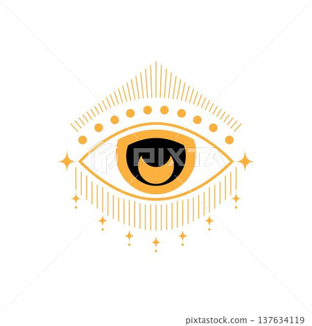 Esoteric eye symbol with celestial elements illustrating mysticism 137634119