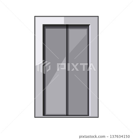 Closed elevator doors representing transport and access to floors 137634150