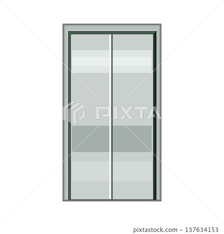 Elevator doors closed modern office building access 137634153