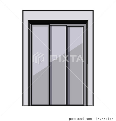 Elevator doors closing security access illustration 137634157