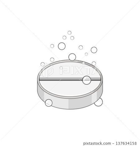 Effervescent tablet dissolving with bubbles on white background Effervescent tablet dissolving with bubbles on white background 137634158