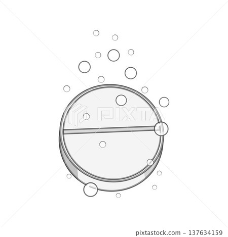 Effervescent tablet dissolving, producing medicinal bubbles 137634159