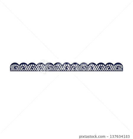 Dark blue scalloped lace border decorative element 137634183