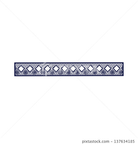 Decorative geometric lace border pattern with floral elements 137634185