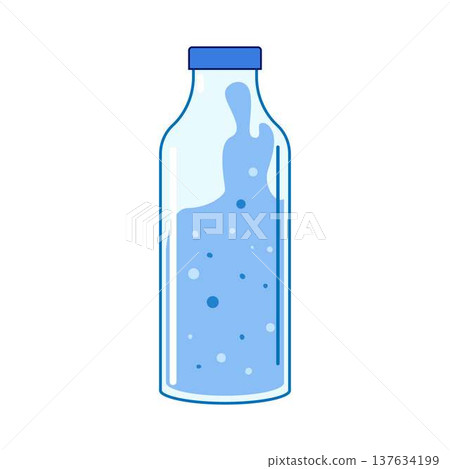 Glass bottle with splashing water bubbles illustration Glass bottle with splashing water bubbles illustration 137634199