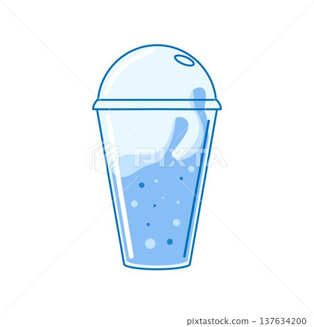 Clear plastic cup with refreshing blue drink Clear plastic cup with refreshing blue drink 137634200