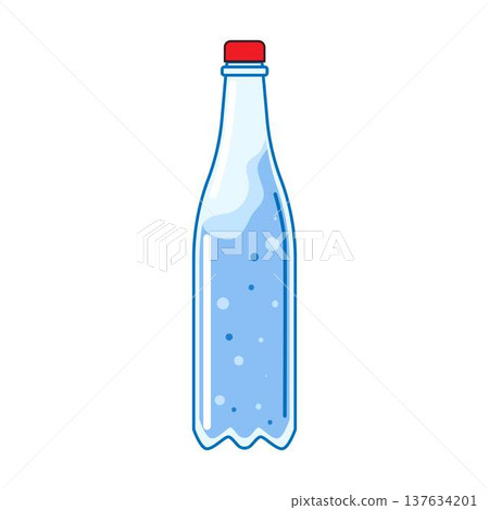 Plastic bottle containing water with bubbles and red cap Plastic bottle containing water with bubbles and red cap 137634201