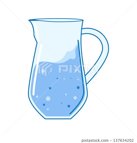 Glass pitcher holding fresh drinking water illustration 137634202