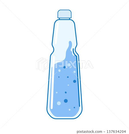 Refreshing ramune style bottle containing blue fizzy drink 137634204