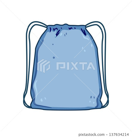 Blue drawstring sack vector illustration for sportswear Blue drawstring sack vector illustration for sportswear 137634214