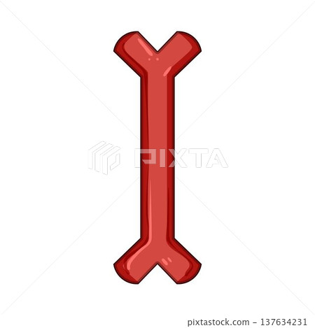 Red cartoon dog bone toy illustration on white Red cartoon dog bone toy illustration on white 137634231