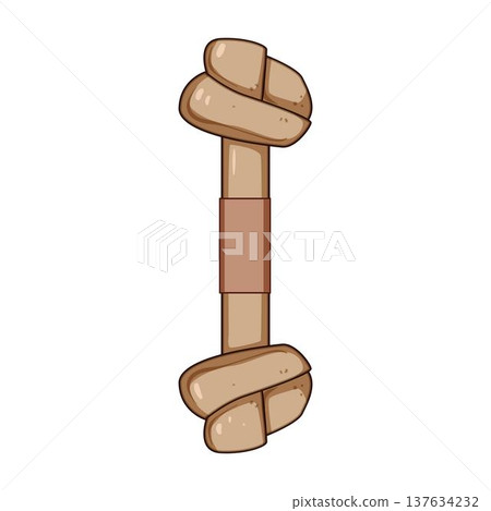 Dog chewing bone toy made from rawhide 137634232