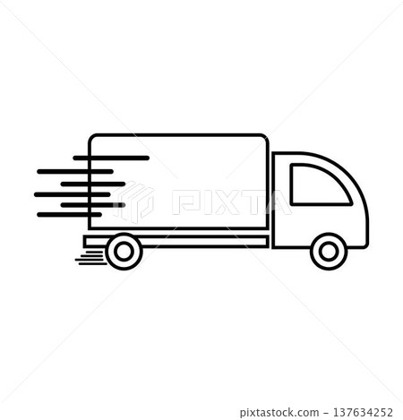 Delivery truck moving fast icon representing express service Delivery truck moving fast icon representing express service 137634252