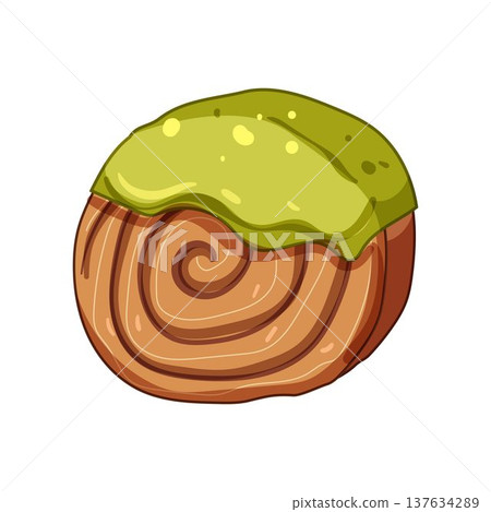 Cromboloni cake with pistachio cream topping on white background 137634289