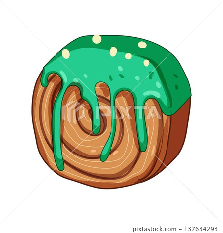 Cromboloni cake sweet pastry with green icing and sprinkles Cromboloni cake sweet pastry with green icing and sprinkles 137634293