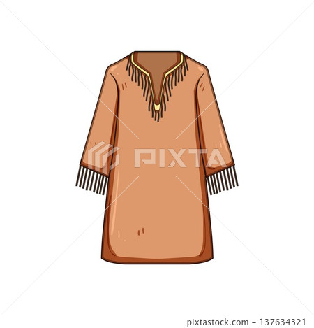 Western style brown tunic with fringe detail 137634321