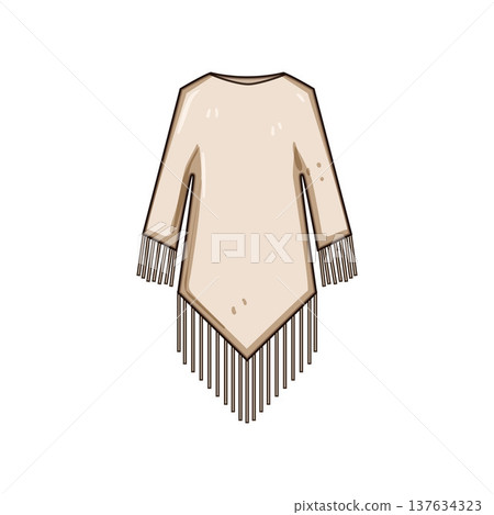 Beige fringed poncho vector clothing design illustration 137634323