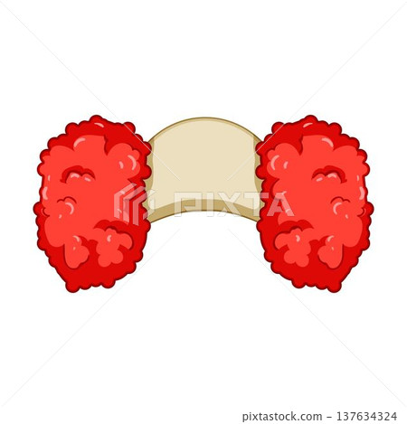 Clown wig red puffs cartoon illustration Clown wig red puffs cartoon illustration 137634324