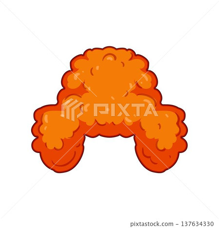 Orange curly clown wig illustrating fun entertainment Orange curly clown wig illustrating fun entertainment 137634330