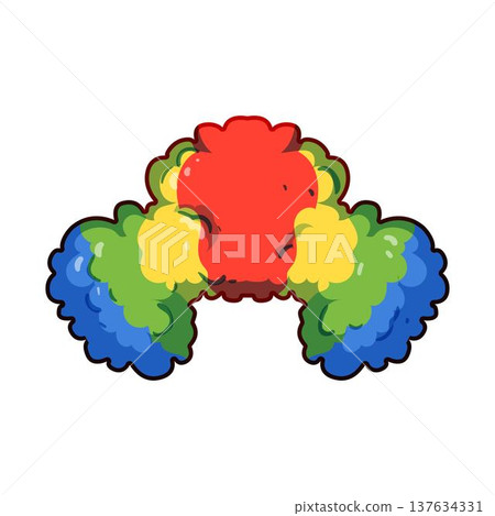 Colorful clown wig creating fun and cheerful costume concept 137634331