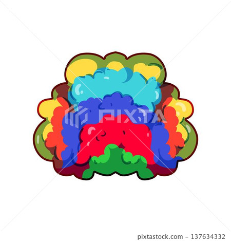 Colorful abstract clown wig representing fun and celebration Colorful abstract clown wig representing fun and celebration 137634332