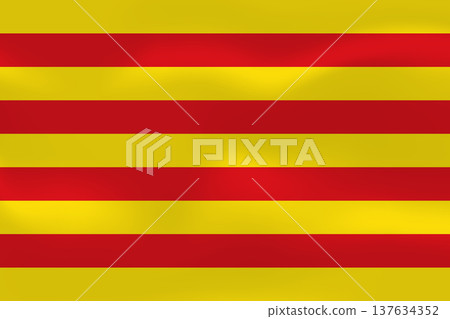 Catalonia flag with wavy silk effect. Vector flag symbolizing national pride, identity, heritage, patriotism and authority. Spanish autonomous community, northeastern Iberian Peninsula. Catalonia flag with wavy silk effect. Vector flag symbolizing national pride, identity, heritage, patriotism and authority. Spanish autonomous community, northeastern Iberian Peninsula. 137634352