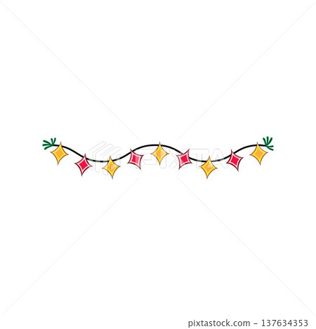 Christmas garland vector with glowing star lights Christmas garland vector with glowing star lights 137634353