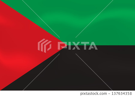 Martinique flag with wavy silk effect. Vector flag. French Overseas Territory, Lesser Antilles island. 137634358