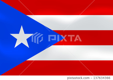 Puerto Rico flag with wavy silk effect. Vector flag. U.S. unincorporated territory, Caribbean island. Tropical rainforests, beaches, bioluminescent bays Puerto Rico flag with wavy silk effect. Vector flag. U.S. unincorporated territory, Caribbean island. Tropical rainforests, beaches, bioluminescent bays 137634366