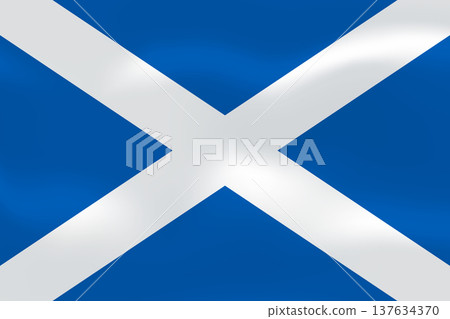 Scotland flag with wavy silk effect. Vector flag symbolizing national pride, identity, heritage, patriotism and authority. UK constituent country in northern Great Britain. Scotland flag with wavy silk effect. Vector flag symbolizing national pride, identity, heritage, patriotism and authority. UK constituent country in northern Great Britain. 137634370