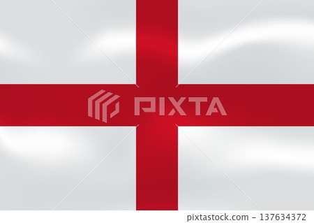 England flag with wavy silk effect. Vector flag symbolizing national pride, identity, heritage, patriotism and authority. UK constituent country, southern Great Britain. 137634372