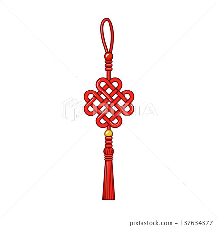 Chinese lucky knot with red tassel decoration 137634377