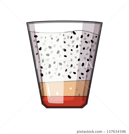 Chia seed pudding illustration showing healthy breakfast layers 137634396
