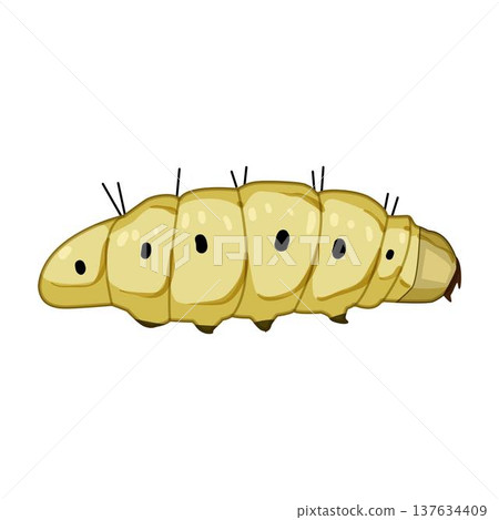 Little cartoon caterpillar crawling forward on white background 137634409
