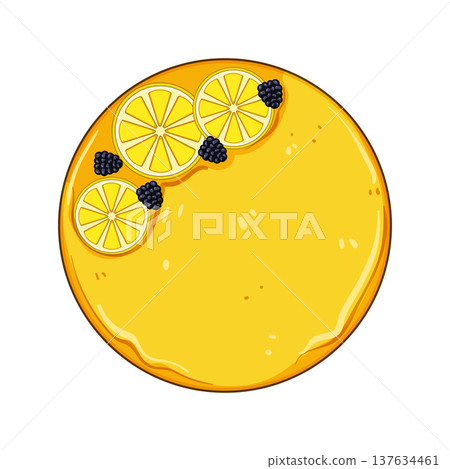 Round lemon dessert cake with fresh blackberries Round lemon dessert cake with fresh blackberries 137634461