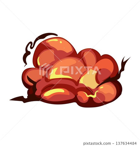 Cartoon explosion creating fiery smoke cloud effect Cartoon explosion creating fiery smoke cloud effect 137634484