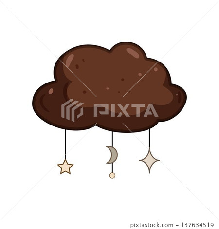 Boho cloud with hanging stars and moon Boho cloud with hanging stars and moon 137634519