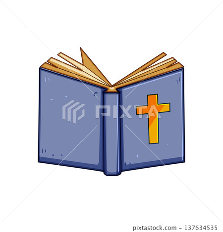 Open bible book with christian cross symbol 137634535