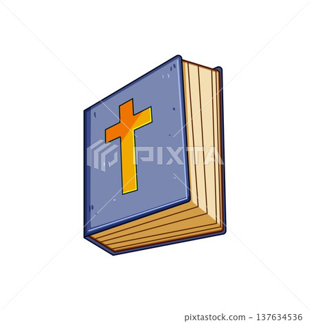 Blue holy book illustrating christian faith and sacred scripture 137634536