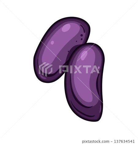 Two purple beans illustrating healthy plant based nutrition Two purple beans illustrating healthy plant based nutrition 137634541