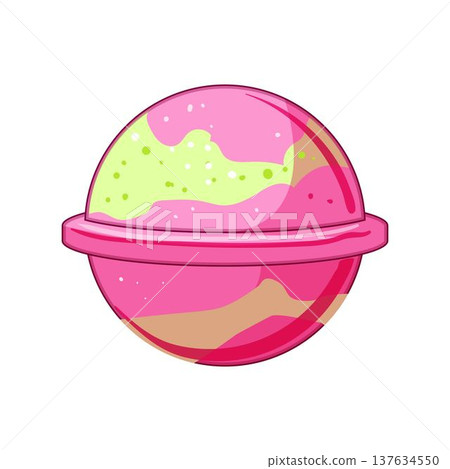 Pink and green bath bomb fizzing dissolving aromatherapy soap 137634550