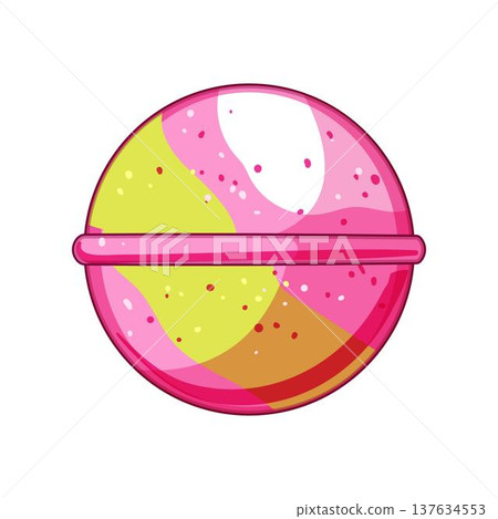 Pink and yellow round bath bomb illustration for relaxation 137634553