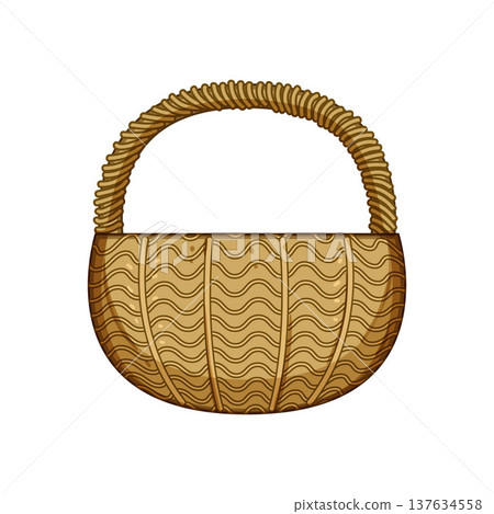 Wicker basket cartoon illustration for carrying objects Wicker basket cartoon illustration for carrying objects 137634558